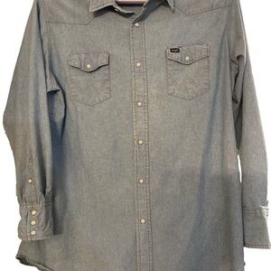 Men's Wrangler Denim Shirt, Blue, Size 2XLT